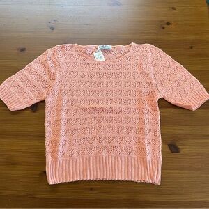 Vintage Cuddle Knit Coral Pink / Peachy Pink Short Sleeve Sweater - XS / Small